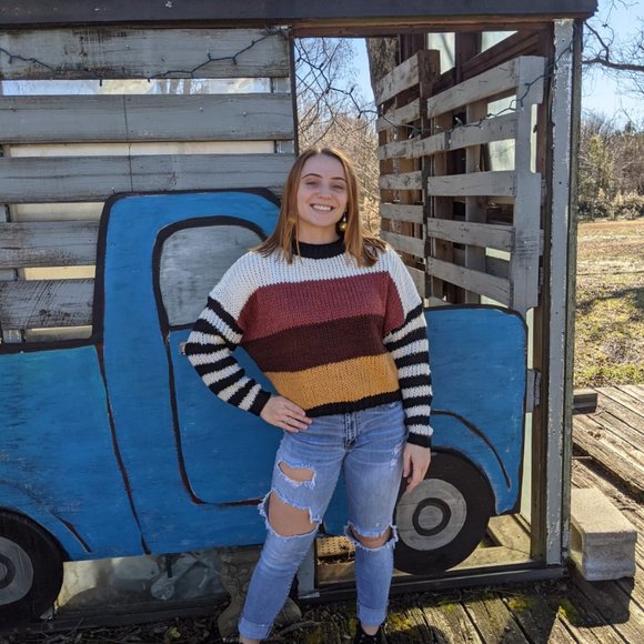 Miroh Striped Sweater w/ Contrast Sleeves - Picture 2 of 6